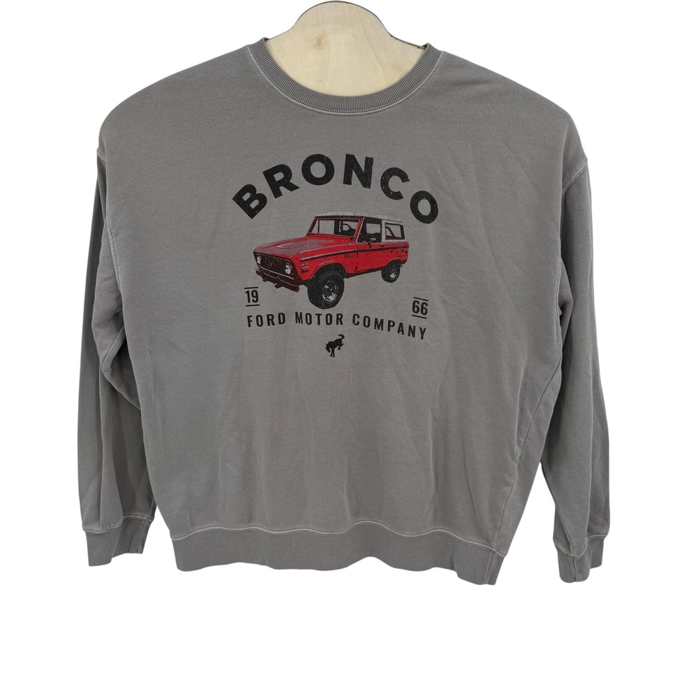 Ford Sweatshirt Men XL Gray Graphic Bronco Truck Cotton Blend Retro Dad core